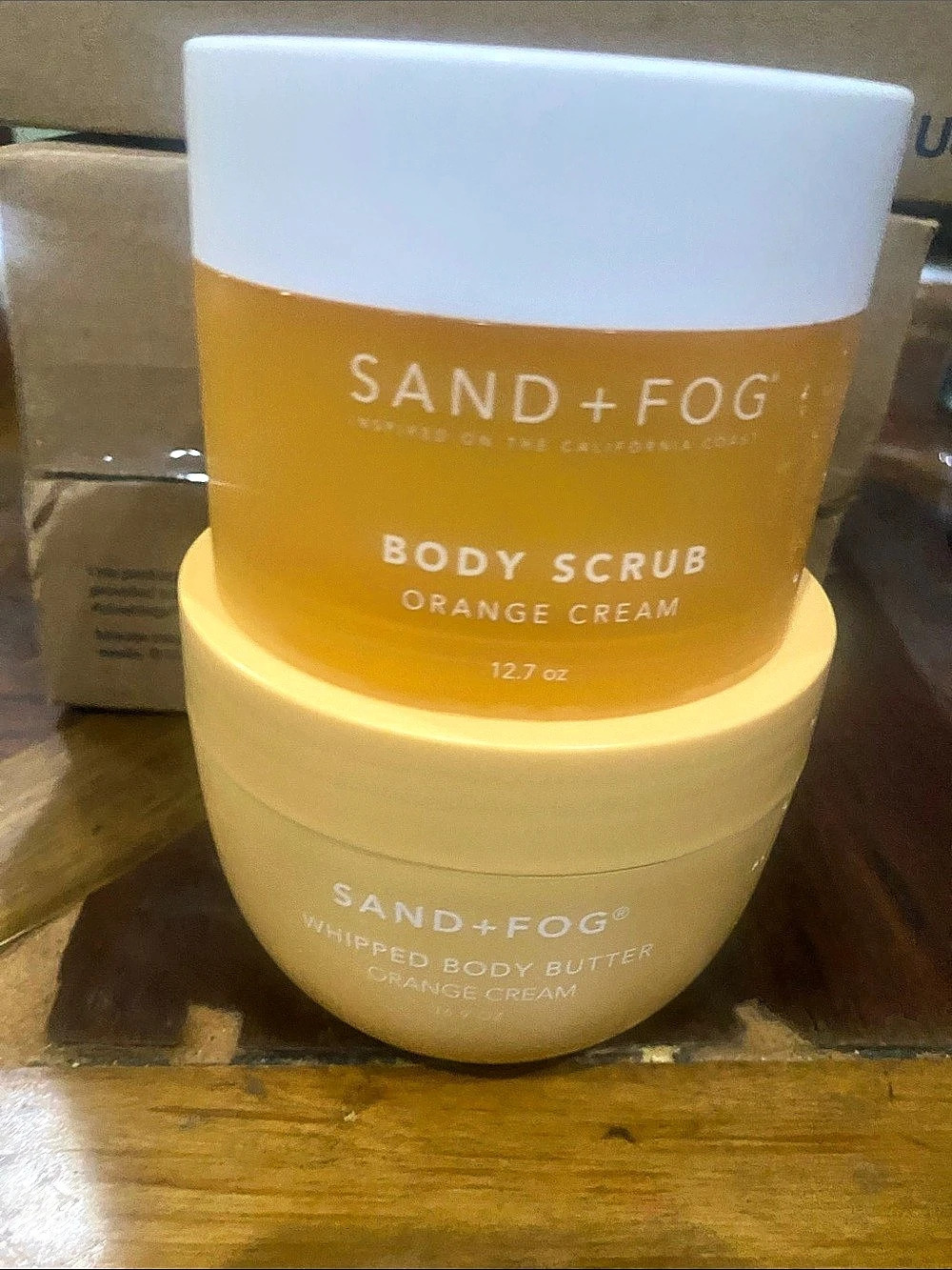 SAND+FOG Orange Cream Body Scrub & Whipped Body Butter Care set